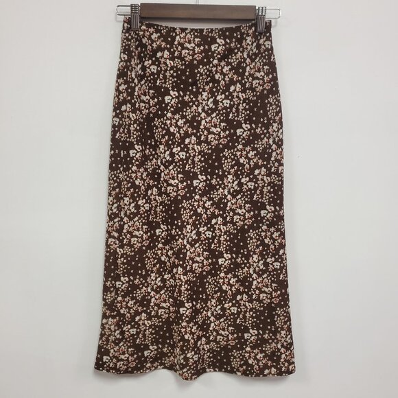 Princess Polly Womens Y2K Dark Floral Forrest Fairy Midi Skirt Size 0 Brown - Picture 1 of 11